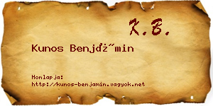 Kunos Benjámin névjegykártya